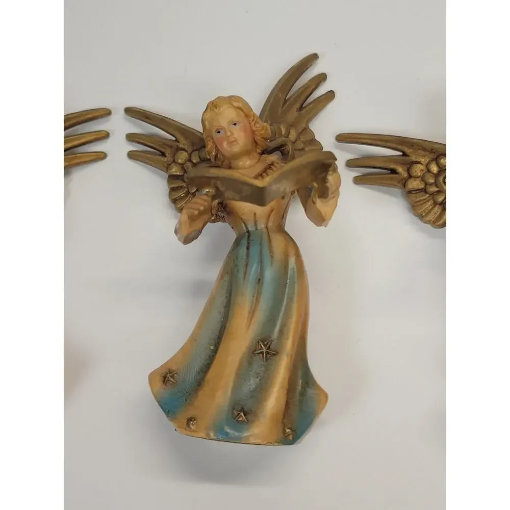 3 Vintage Christmas Angel Musicians ARA Plastic  Holiday Decor British Hong Kong